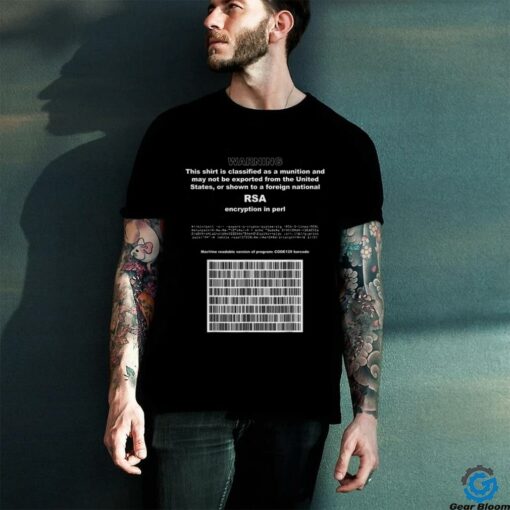 RSA Encryption in PERL Bitcoin Cypherpunk Adam Back Barcode T Shirt