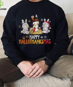 Rabbit Halloween And Merry Christmas Happy Hallothanksmas TShirt