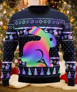 Rabbit Hologram Lover Colorful Ugly Christmas Sweater
