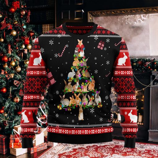 Rabbit Pine Christmas Tree All Over Print Ugly Christmas Sweater