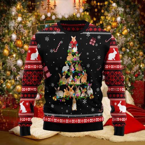 Rabbit Pine Christmas Tree All Over Print Ugly Christmas Sweater