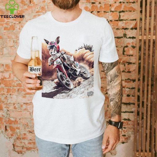 Rabbit riding motorcycle Cross Hare shirt