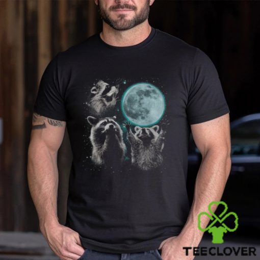 Raccoon 3 Racoons Howling At Moon Weird Cursed Men's T hoodie, sweater, longsleeve, shirt v-neck, t-shirt