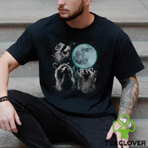 Raccoon 3 Racoons Howling At Moon Weird Cursed Men's T hoodie, sweater, longsleeve, shirt v-neck, t-shirt