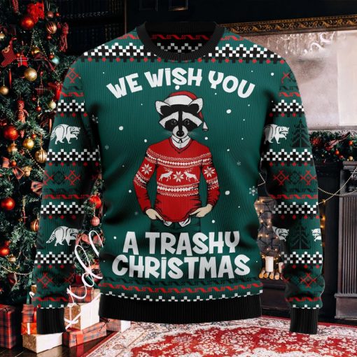 Raccoon A Trashy Christmas Ugly Christmas Holiday Sweater