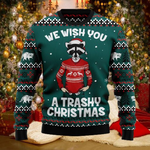 Raccoon A Trashy Christmas Ugly Christmas Holiday Sweater