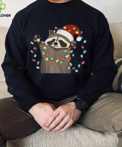 Raccoon Christmas Tree Lights Pajama Racoon Lover Xmas Funny Shirt