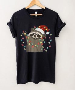 Raccoon Christmas Tree Lights Pajama Racoon Lover Xmas Funny Shirt
