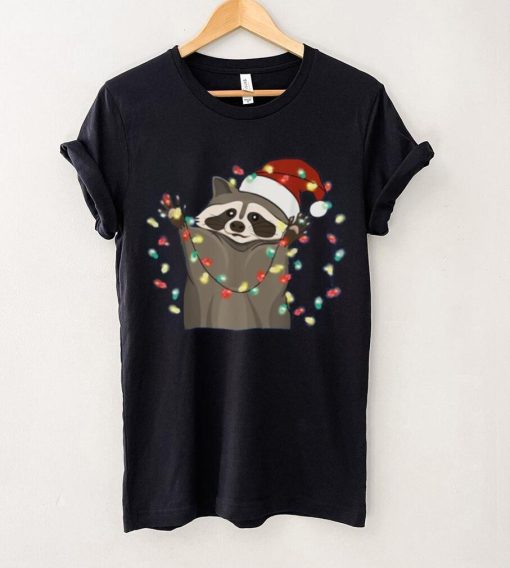 Raccoon Christmas Tree Lights Pajama Racoon Lover Xmas Funny Shirt