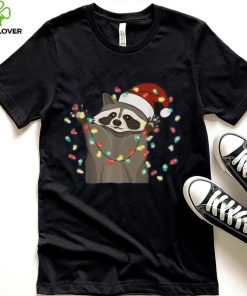 Raccoon Christmas Tree Lights Pajama Racoon Lover Xmas Funny Shirt
