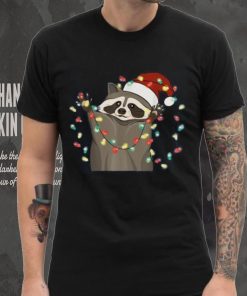 Raccoon Christmas Tree Lights Pajama Racoon Lover Xmas Funny Shirt