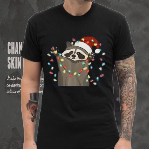 Raccoon Christmas Tree Lights Pajama Racoon Lover Xmas Funny Shirt