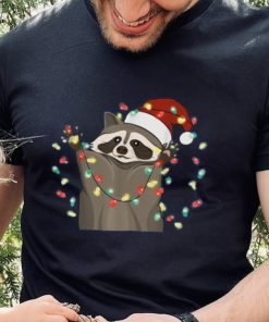 Raccoon Christmas Tree Lights Pajama Racoon Lover Xmas Funny Shirt