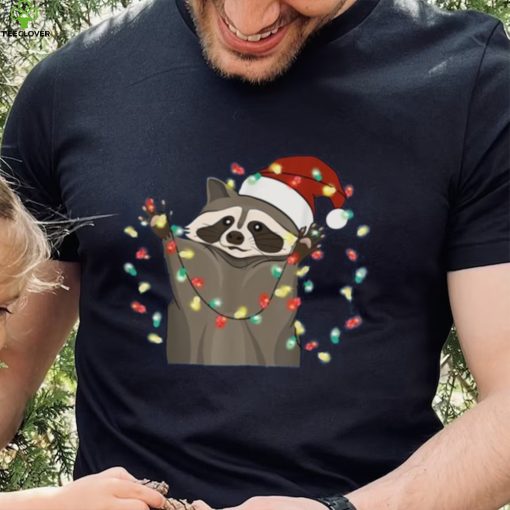 Raccoon Christmas Tree Lights Pajama Racoon Lover Xmas Funny Shirt
