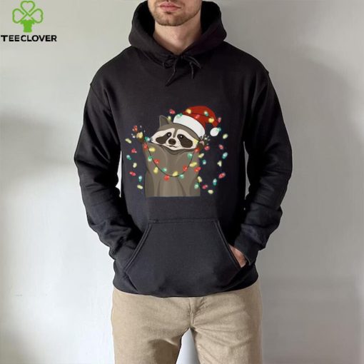 Raccoon Christmas Tree Lights Pajama Racoon Lover Xmas Funny Shirt