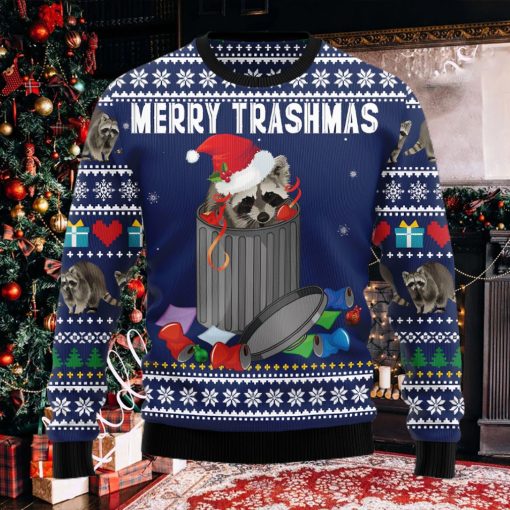 Raccoon Lover Merry Trashmas Ugly Christmas Holiday Sweater
