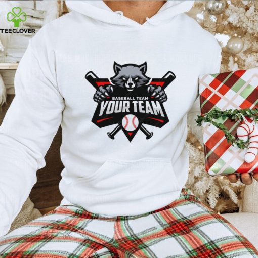 Raccoon Mascot For Baseball Team Logo T   Shirt