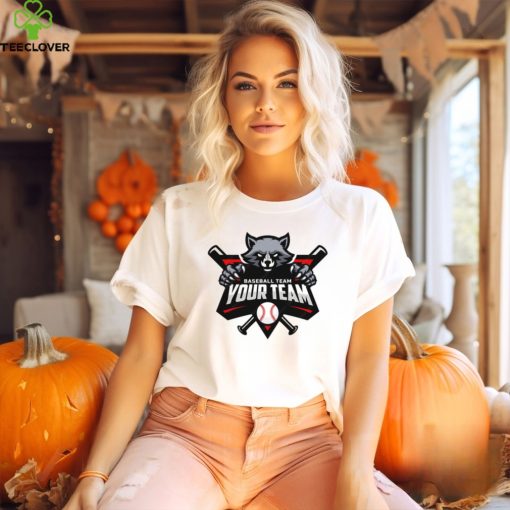 Raccoon Mascot For Baseball Team Logo T   Shirt
