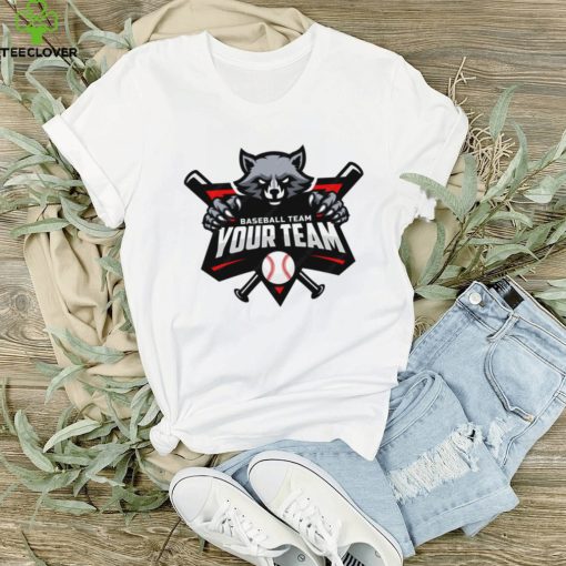 Raccoon Mascot For Baseball Team Logo T   Shirt