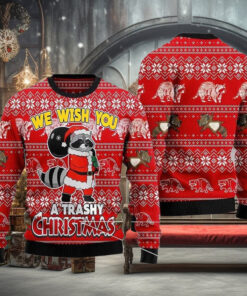 Raccoon We Wish You A Trashy Christmas Ugly Sweater