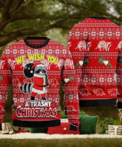 Raccoon We Wish You A Trashy Christmas Ugly Sweater
