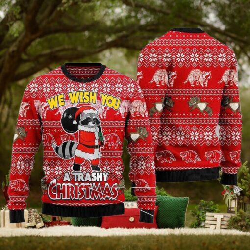 Raccoon We Wish You A Trashy Christmas Ugly Sweater