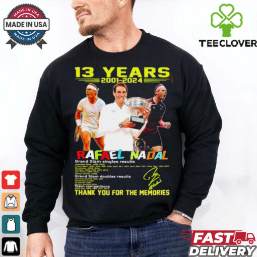 Rafael Nadal 13 years 2001 2024 thank you for the memories shirt