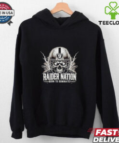 Raider Nation Born to Dominate Las Vegas Raiders Shirt, showcasing team pride with a bold design that emphasizes the Raiders' strength and legacy.