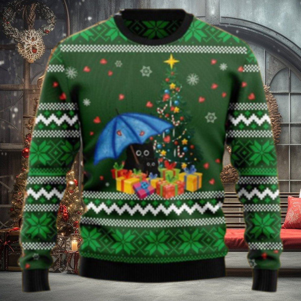 Rain With Love Black Cat Ugly Christmas Sweaters Rain With Love Black Cat Ugly Christmas Sweaters