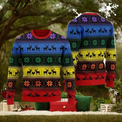 Rainbow Deer LGBT Ugly Christmas Sweater Christmas Gifts Unisex