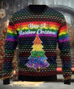 Rainbow LGBT Ugly Christmas Sweater, Funny Xmas Sweater