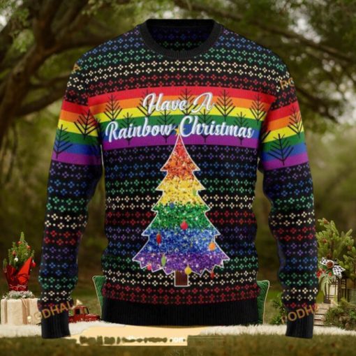 Rainbow LGBT Ugly Christmas Sweater, Funny Xmas Sweater