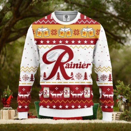 Rainier Beer Merry Xmas Gifts AOP Print Christmas Ugly Sweater For Men Women