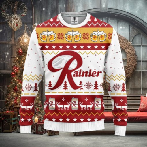 Rainier Beer Merry Xmas Gifts AOP Print Christmas Ugly Sweater For Men Women