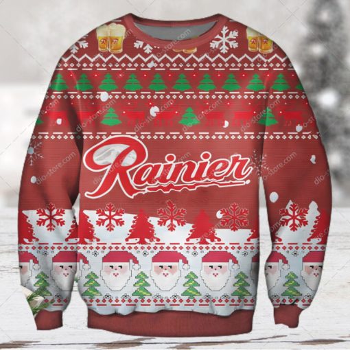 Rainier Beer Santa Claus Ugly Christmas Sweater 3D Shirt