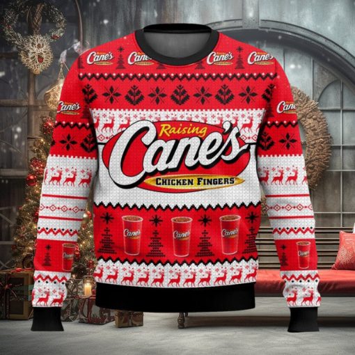 Raising Cane’s All Over Printed Ugly Christmas Sweater Trending Christmas Gift Ideas