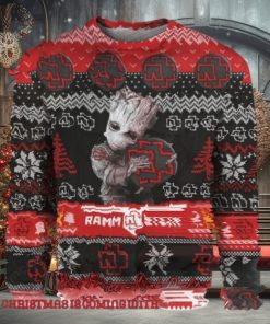 Rammstein Baby Groot Hugging Band Logo All Over Print Knitted 2024 Ugly Christmas Sweater