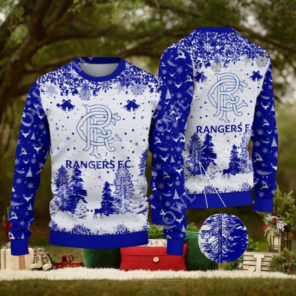 Rangers F.C. SPFL Scottish Snow Fall Pine Ugly sweater Rangers F.C. SPFL Scottish Snow Fall Pine Ugly sweater