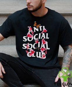 Rare Anti Social Social Club Shirt Butterflies Flowers Shirt