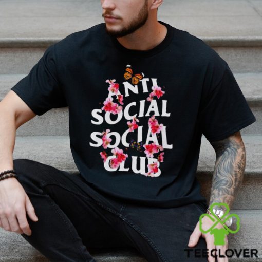 Rare Anti Social Social Club Shirt Butterflies Flowers Shirt