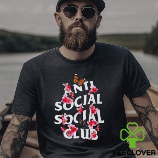 Rare Anti Social Social Club Shirt Butterflies Flowers Shirt