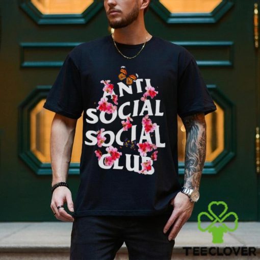 Rare Anti Social Social Club Shirt Butterflies Flowers Shirt