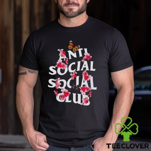 Rare Anti Social Social Club Shirt Butterflies Flowers Shirt