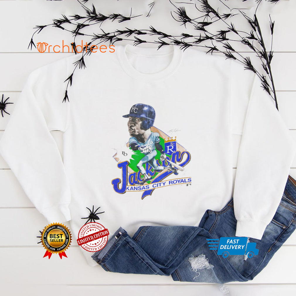 Rare Vintage Bo Jackson caricature 80's t shirt salem sportswear MLB Baseball Kansas City Royals t shirt tee