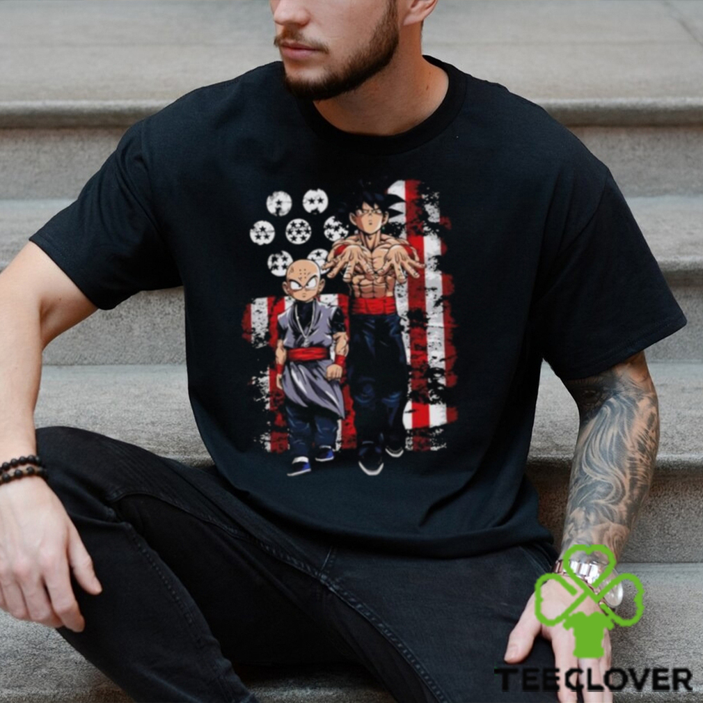 Rare Vintage Dragon Ball Goku Krillin Gangster American Flag Shirt Rare Vintage Dragon Ball Goku Krillin Gangster American Flag Shirt