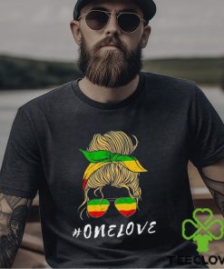 Rasta Reggae Music One Love Messy Bun Hair Jamaica Rastafari Shirt