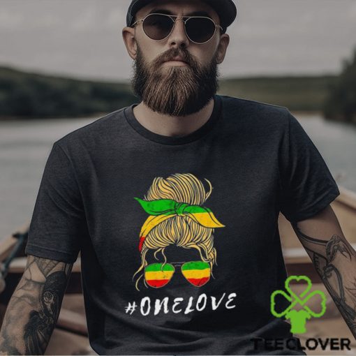 Rasta Reggae Music One Love Messy Bun Hair Jamaica Rastafari Shirt