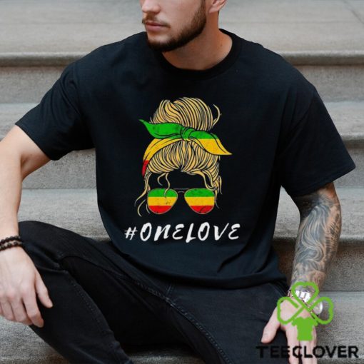 Rasta Reggae Music One Love Messy Bun Hair Jamaica Rastafari Shirt