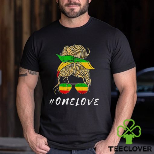 Rasta Reggae Music One Love Messy Bun Hair Jamaica Rastafari Shirt