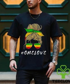 Rasta Reggae Music One Love Messy Bun Hair Jamaica Rastafari Shirt